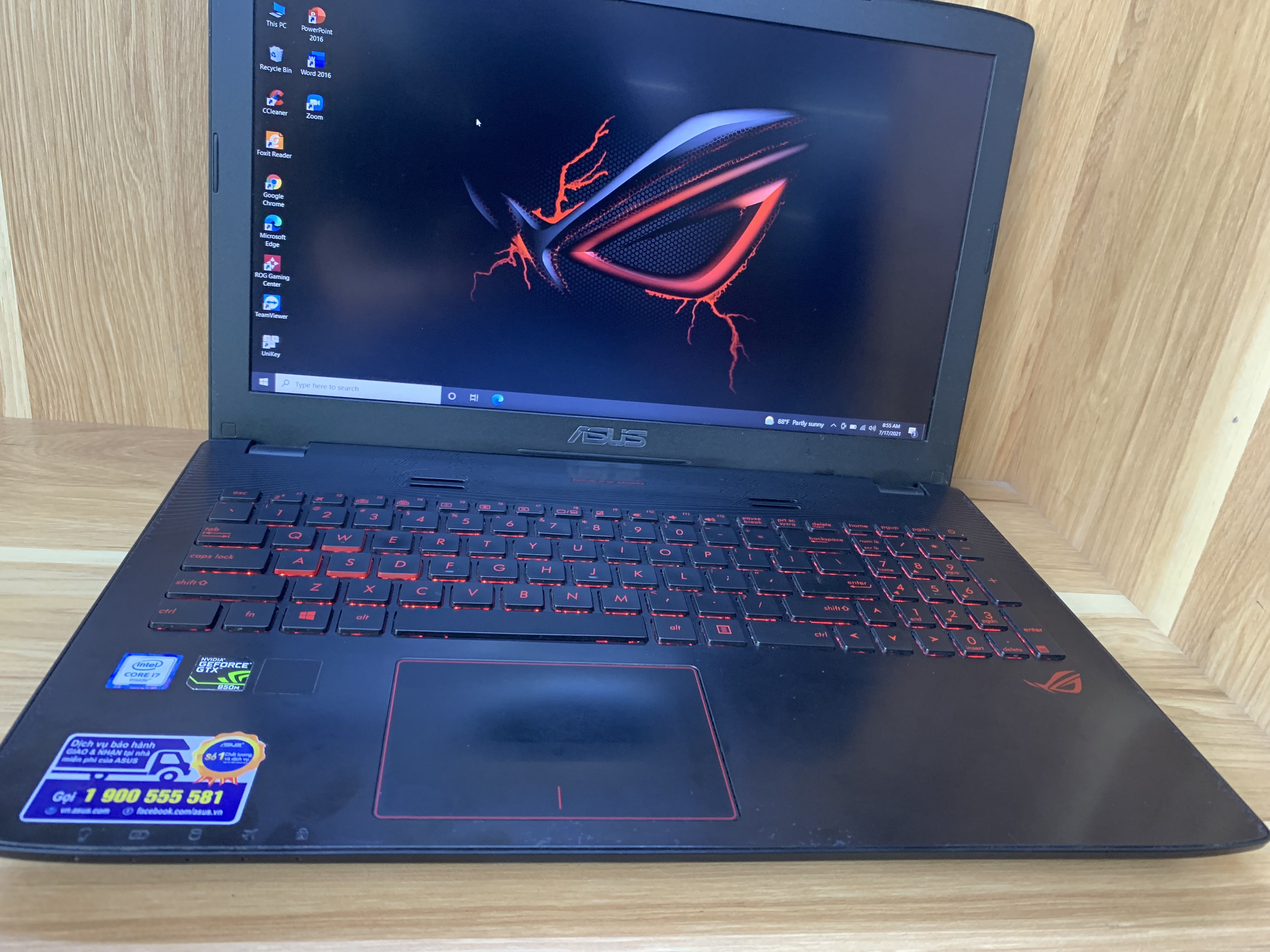 ASUS GAMING GL552VX I7-6700HQ RAM 8G SSD 128G + HDD 1TB NVIDIA GTX 950M(4G) 15.6